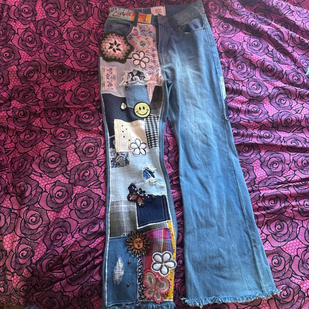 Urban Outfitters Colorful Patchwork Flare Jeans